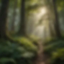 Forest canopy showing lush greenery and sunlight filtering through leaves