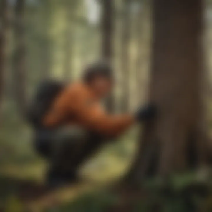 Forest Ranger Examining Tree Forest ranger examining tree in Minnesota