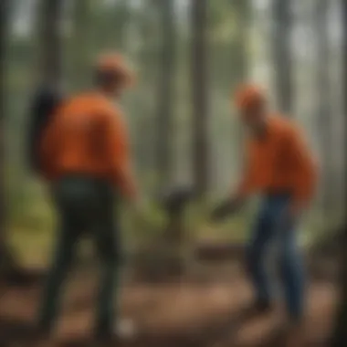 Collaboration in Forestry Conservation A team of forestry professionals engaged in a conservation project, demonstrating collaboration in environmental stewardship.