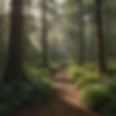Diverse Forest Ecosystem in South Carolina A scenic view of a South Carolina forest showcasing diverse tree species and rich undergrowth.