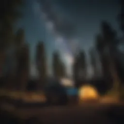 Campervan parked under starry sky