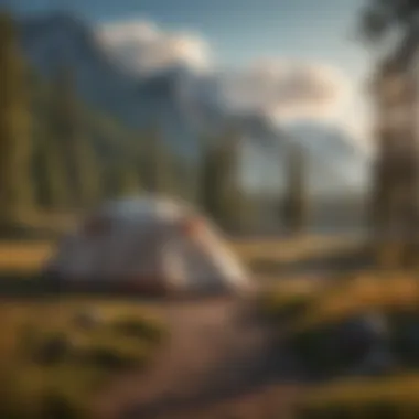 Campsite with a stunning mountain backdrop