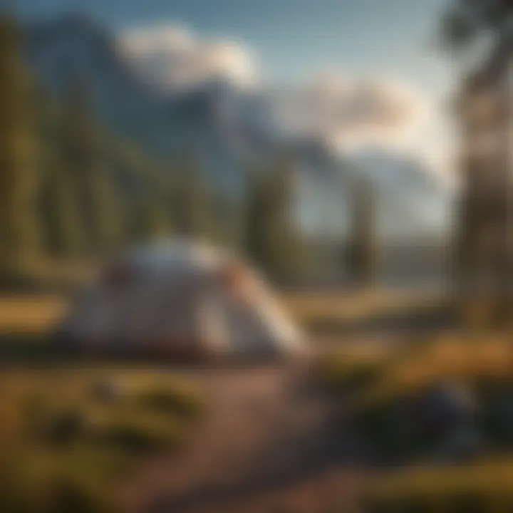 Campsite with a stunning mountain backdrop