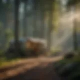 Scenic view of a tranquil forest campsite