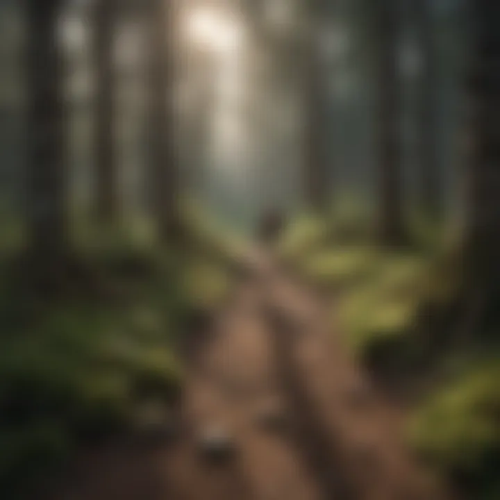 Hiker exploring a hidden trail leading to a free camping spot in the forest