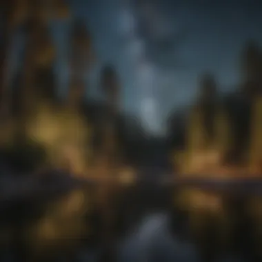 Starry Night Reflections at Lake Campsite Glistening lake reflecting starlit sky at campsite