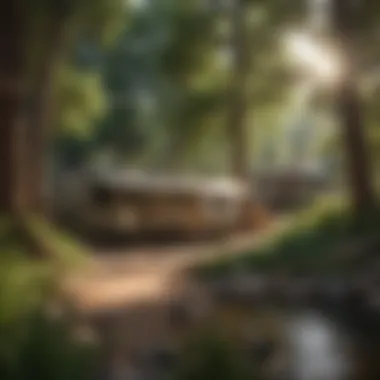 Tranquil Oasis in Greenery Campsite Lush greenery surrounding tranquil campsite