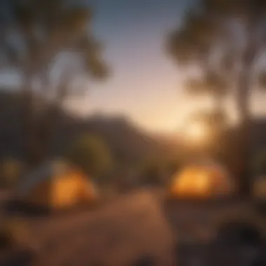 Sunset Serenity at Desert Campsite Picturesque sunset over desert campsite