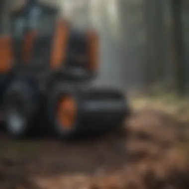 Close-up of the cutting mechanism of a mulching machine showcasing its efficiency