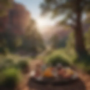 Vibrant Flora Enhancing Picnic Experience Close-up of the flora surrounding a picnic area at the Grand Canyon