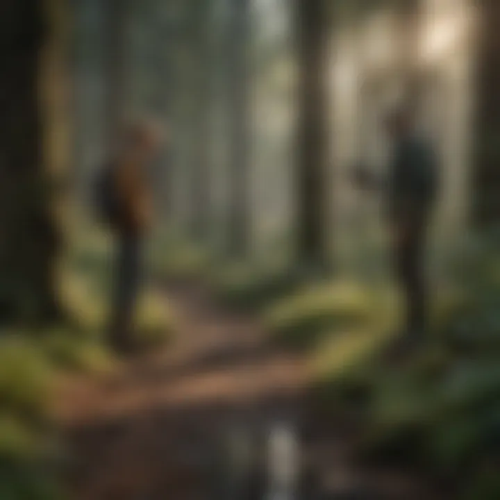 Team collaboration in a lush outdoor environment