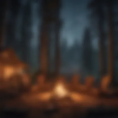 Cozy Campfire Setup for Group Gatherings A cozy campfire setup with logs and chairs, perfect for group gatherings under the starry sky.