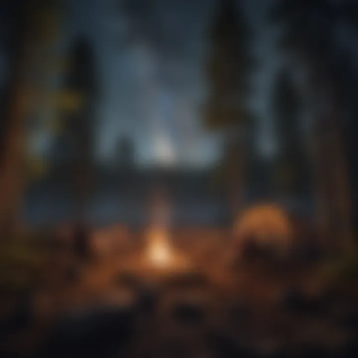 Campfire Nights at Group Campsites Campers enjoying a campfire under a starlit sky