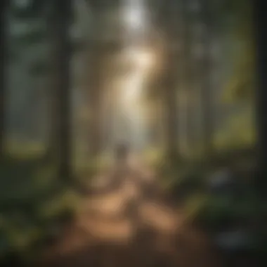 Exploring Trails Near Group Campsites A group of friends hiking on a trail near a campsite