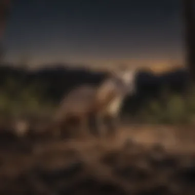 Nocturnal Hunting under Starlit Sky Black-footed ferret hunting under starlit sky