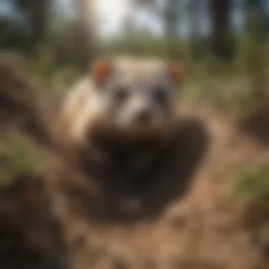 Intricate Burrow Systems in Habitat Interconnected burrow systems of black-footed ferrets