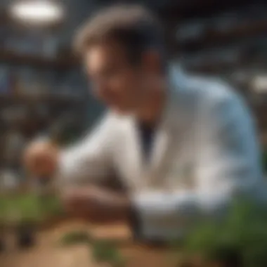 Researcher studying plant extracts in a laboratory