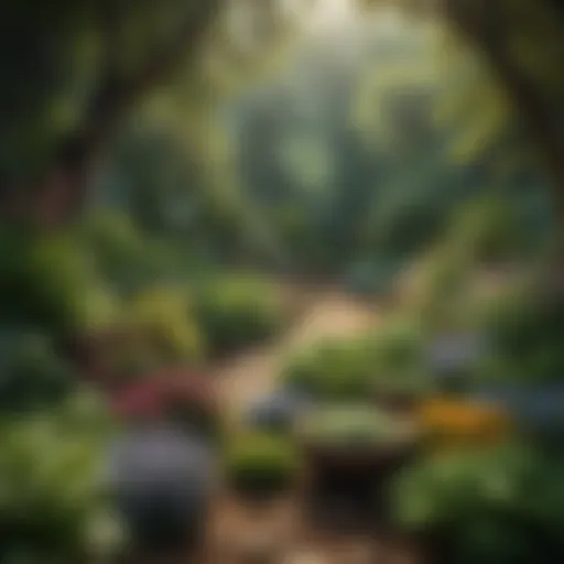 Vibrant array of healing herbs in a garden setting