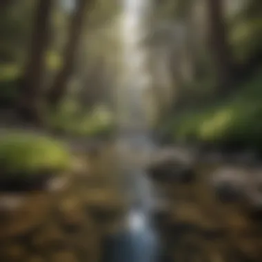 Tranquil stream flowing through a vibrant landscape