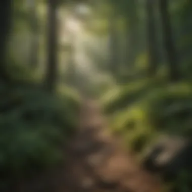 Diverse Ecosystem Along the Hiking Trail A vibrant ecosystem featuring diverse plant life alongside a trail