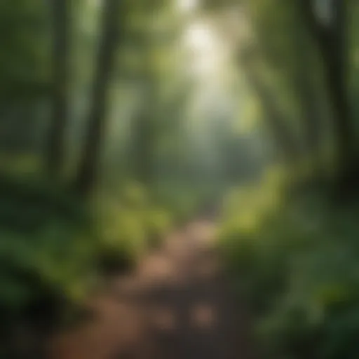 A panoramic view of the lush greenery along a hiking trail in Western New York