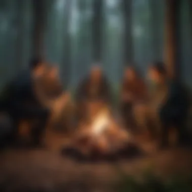 Bonding Over Campfire Tales: A Cultural Tradition An inviting campfire with friends gathered around, sharing stories.