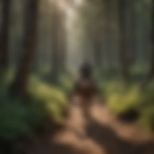 Rider navigating through lush forest trail