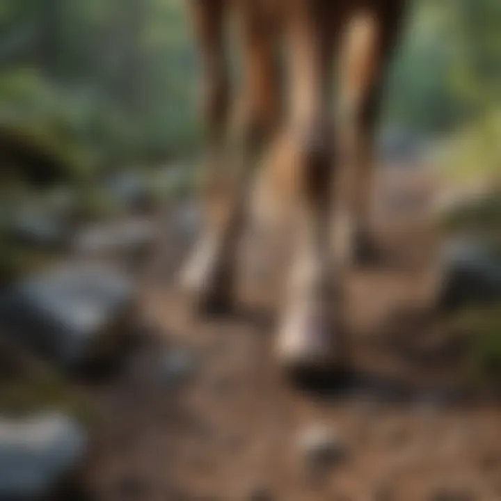 Hooves on Rocky Trail Close-up of horse hooves on rocky trail during a guided ride
