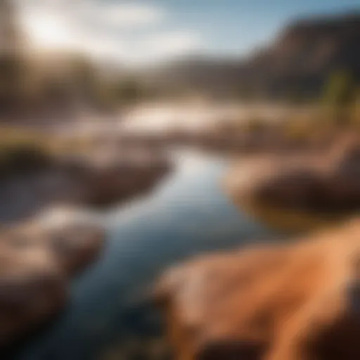 Bubbling thermal pools surrounded by natural stone formations