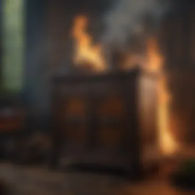 Vintage wooden cabinet charred by city fire in The Villages, FL