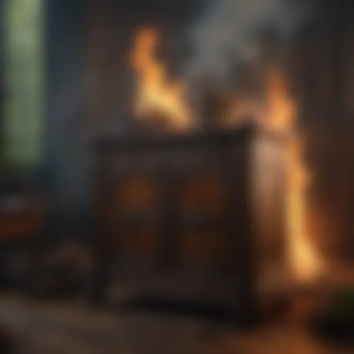 Vintage wooden cabinet charred by city fire in The Villages, FL
