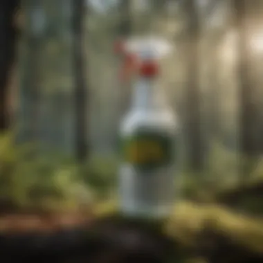 Glyphosate Application Technique in Forest Management Close-up of glyphosate spray bottle in forest setting
