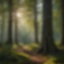 A serene forest landscape showcasing a variety of tree species.