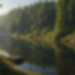 A panoramic view of Jordan Lake showcasing its serene waters and surrounding forests