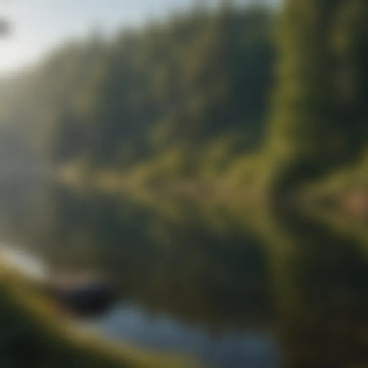 A panoramic view of Jordan Lake showcasing its serene waters and surrounding forests