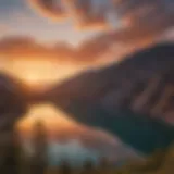 Panoramic view of Lake Shasta at sunrise