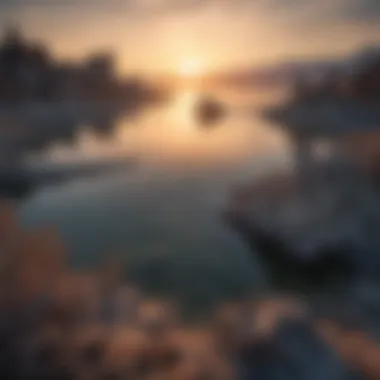 Scenic view of Mono Lake at sunrise
