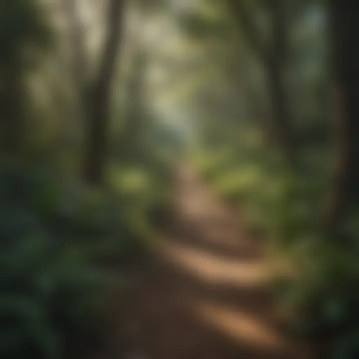 Lush green hiking trail surrounded by vibrant flora