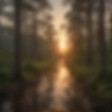 Picturesque sunset over a tranquil trail