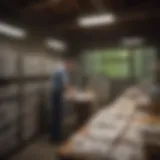 Mailroom clerk sorting mail