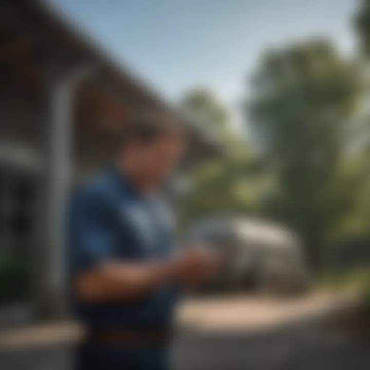 Technician performing maintenance on a commercial building