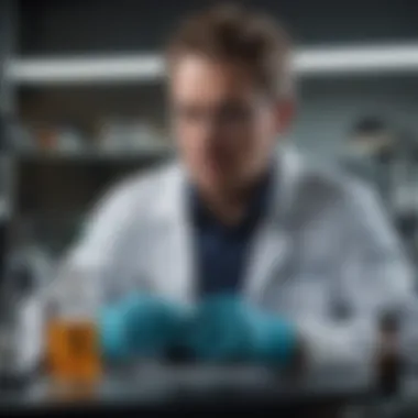 Analyzing Samples in Modern Lab Setting Medical lab technician analyzing samples in a modern lab setting