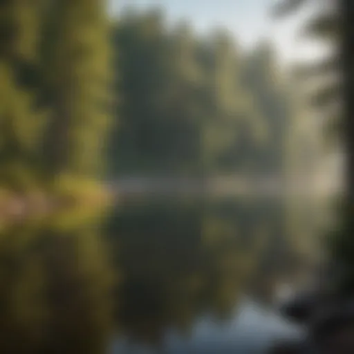 Tranquil lake view at a Michigan campground