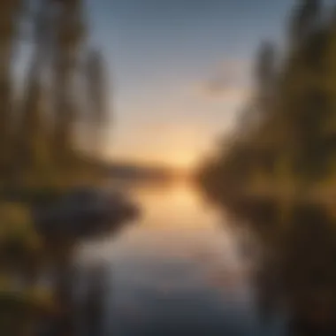 Sunset Over the Water Sunset over a Michigan campground by the water