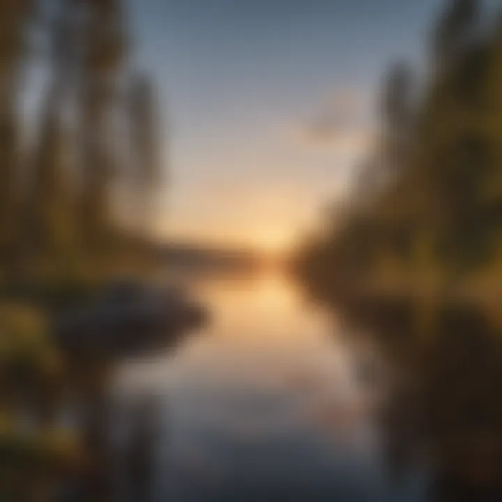 Sunset Over the Water Sunset over a Michigan campground by the water