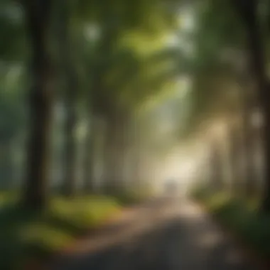 A lush urban landscape showcasing healthy trees and parks.