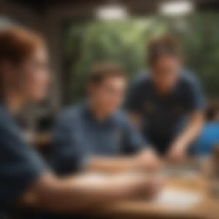 A classroom setting with students actively participating in discussions.