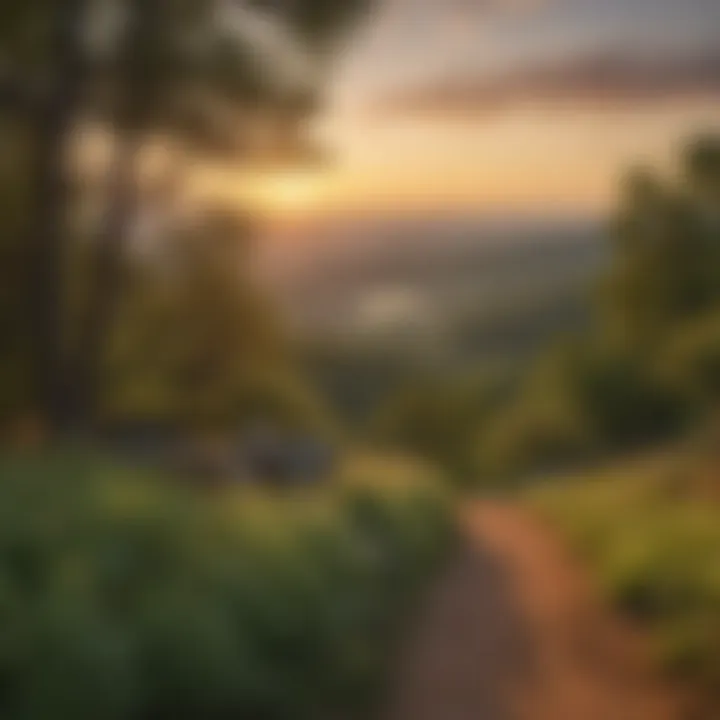 A serene sunset view over Monticello's hiking landscape