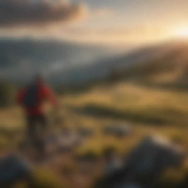 Mountain Biker overlooking a vast valley