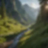 Majestic view of a mountain pass surrounded by lush greenery